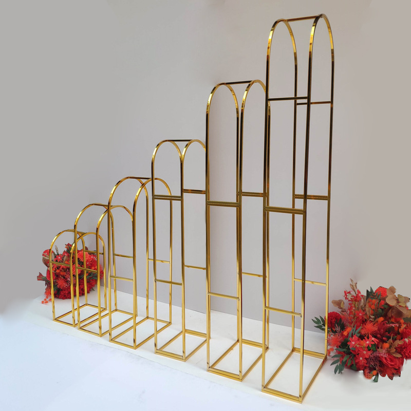 Gold Colour Stainless Steel Wedding Plinths Flower Stand For Event Decoration