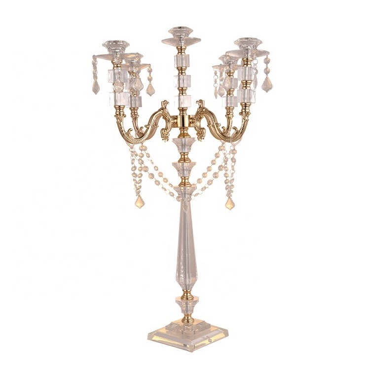 Wedding Table Decor Luxury Acrylic Candle Holder Crystal Candlestick Stand Wedding Table Centerpiece