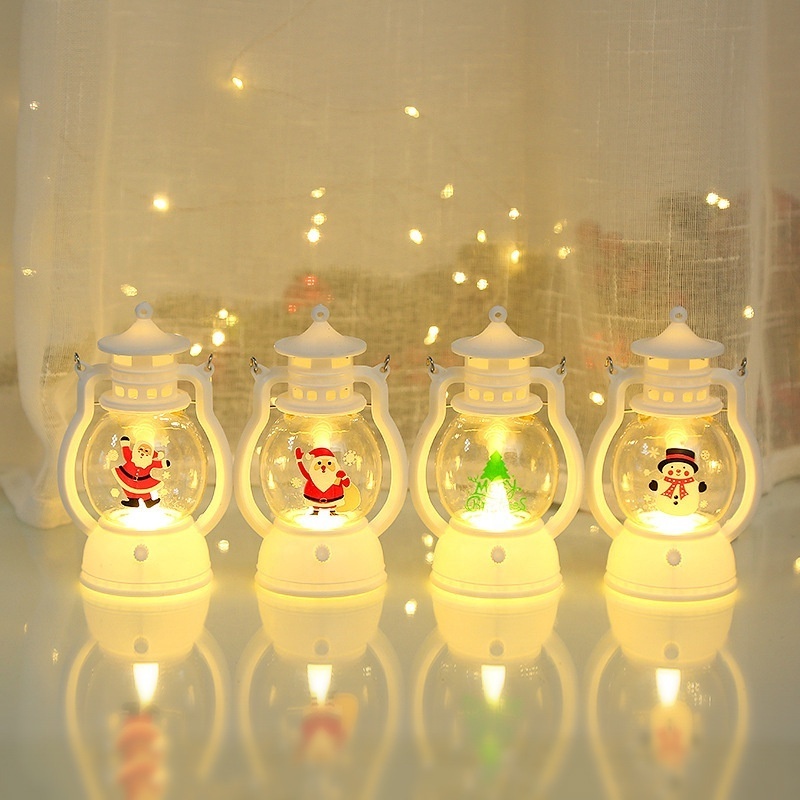 Hot Sale Lantern Portable Led Small Oil Lamp Santa Snowman Light Merry Christmas Decor for Christmas Ornaments Light