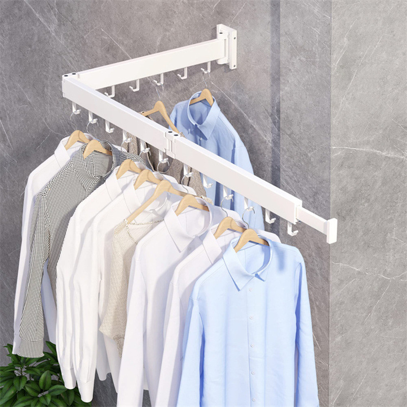 Indoor and outdoor rotating folding hanger rack Wall-Mounted space saver 2 tier Clothes Drying Rack