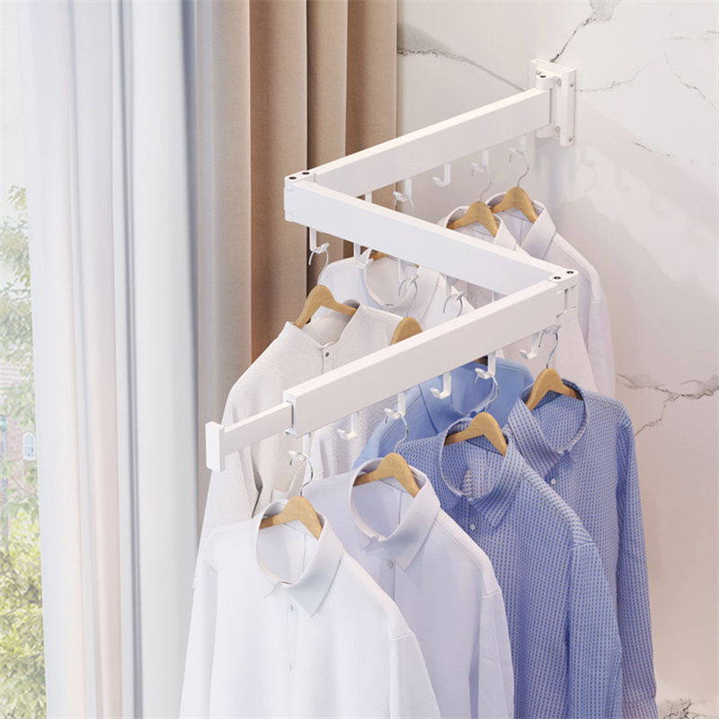 Indoor and outdoor rotating folding hanger rack Wall-Mounted space saver 2 tier Clothes Drying Rack