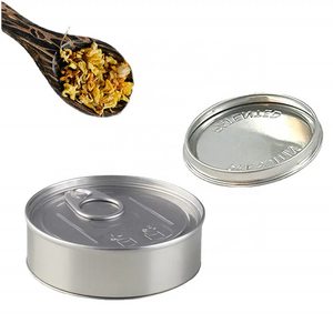 Wholesale Round Metal Ring Pull Tab Press Tin Can Candy Cookies Box Dry Herb Tin with Easy Open Lid