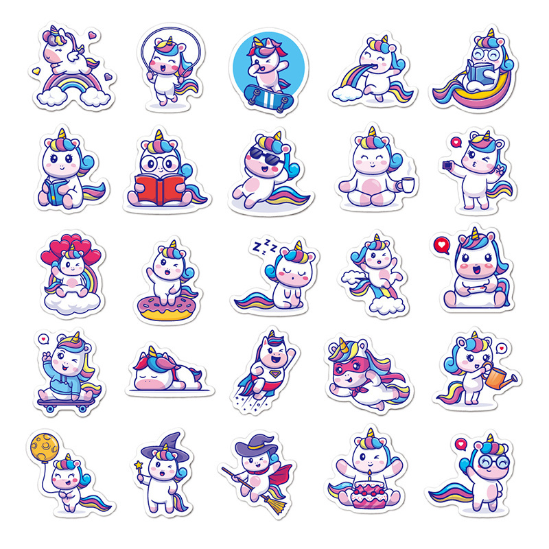 Customized Sticker Packing Unicorn Kids Wall Sticker Kawaii Waterproof Stickers For Kids