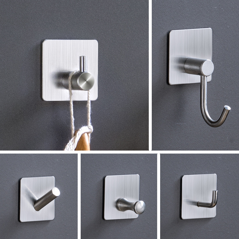 Robe Hooks Bathroom Metal Adhesive Towel Coat Hanger Wall And Umbrella Hooks Sticky Clothes Hook