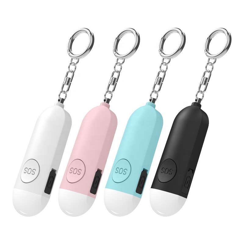 Hot Sale 130Db  Portable Recharge Emergency Sos Security Self Defense Alarm Key Chain Personal Safety Alarm Keychain For Women