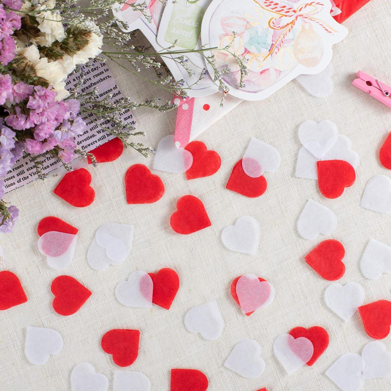 Wholesale bulk packaging sweet tissue paper heart shape confetti white pink paper tissue paper confetti for night club