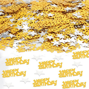 Birthday party decoration confetti laser gold metallic confetti table decorative happy birthday letters plastic confetti