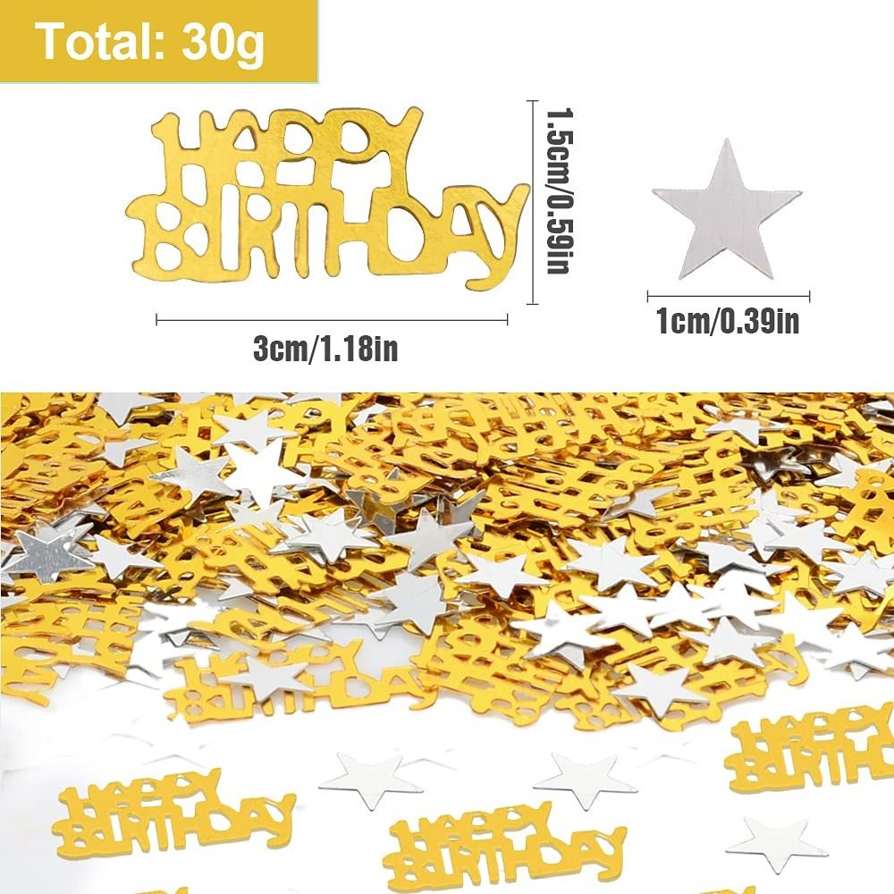 Birthday party decoration confetti laser gold metallic confetti table decorative happy birthday letters plastic confetti