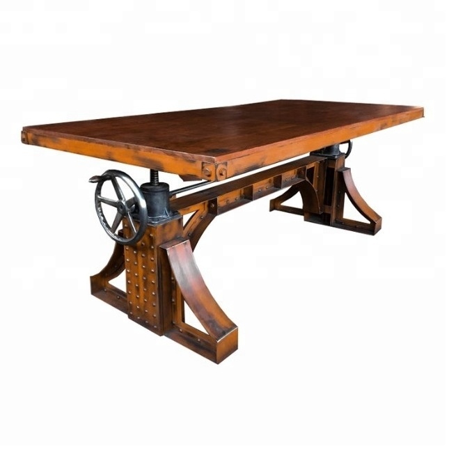 IndustriaLux Bronx Dining Table with acacia wood live edge top/Vintage industrial acacia wood live edge dining table