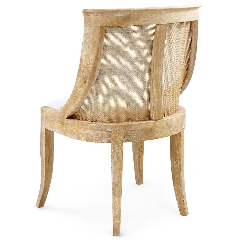 French Country Limed mango Curved Cane Side Chair