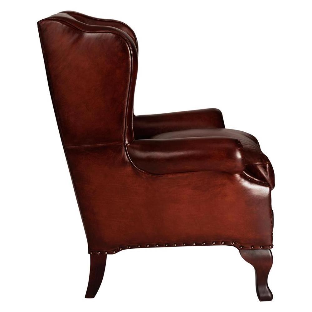 Leather Wing Armchair, Hand Antiqued leather chair