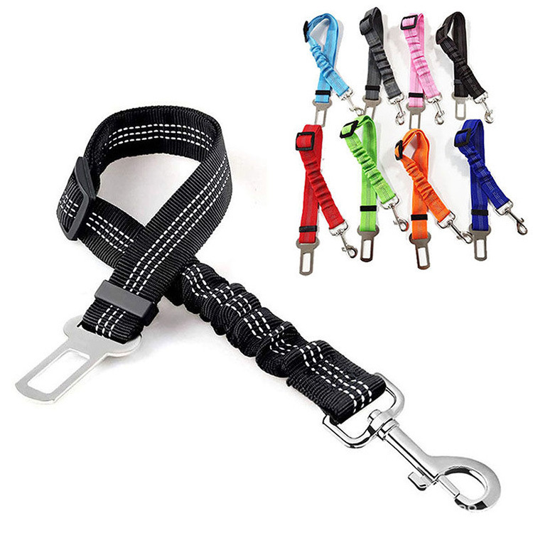 Adjustable Pet Car Seat Belt Nylon Lead Dog Leash Backseat Safety Belt OEM Custom Designer Dog Harness Collar Pet Accessories