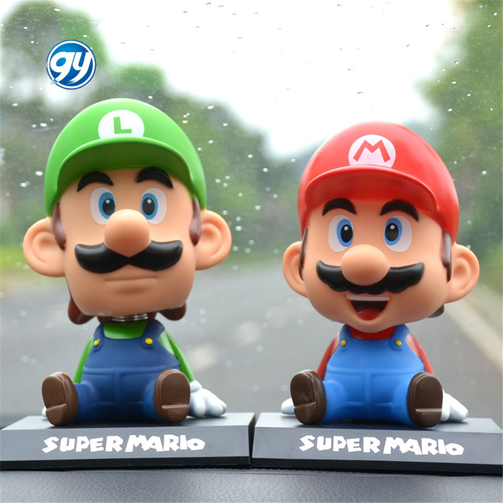 Cartoon Mario Head Shaking Figure Luigi Bobble Head Figure Doll Mario Bros Bobble-Head Toy Figures For Car Dashboard