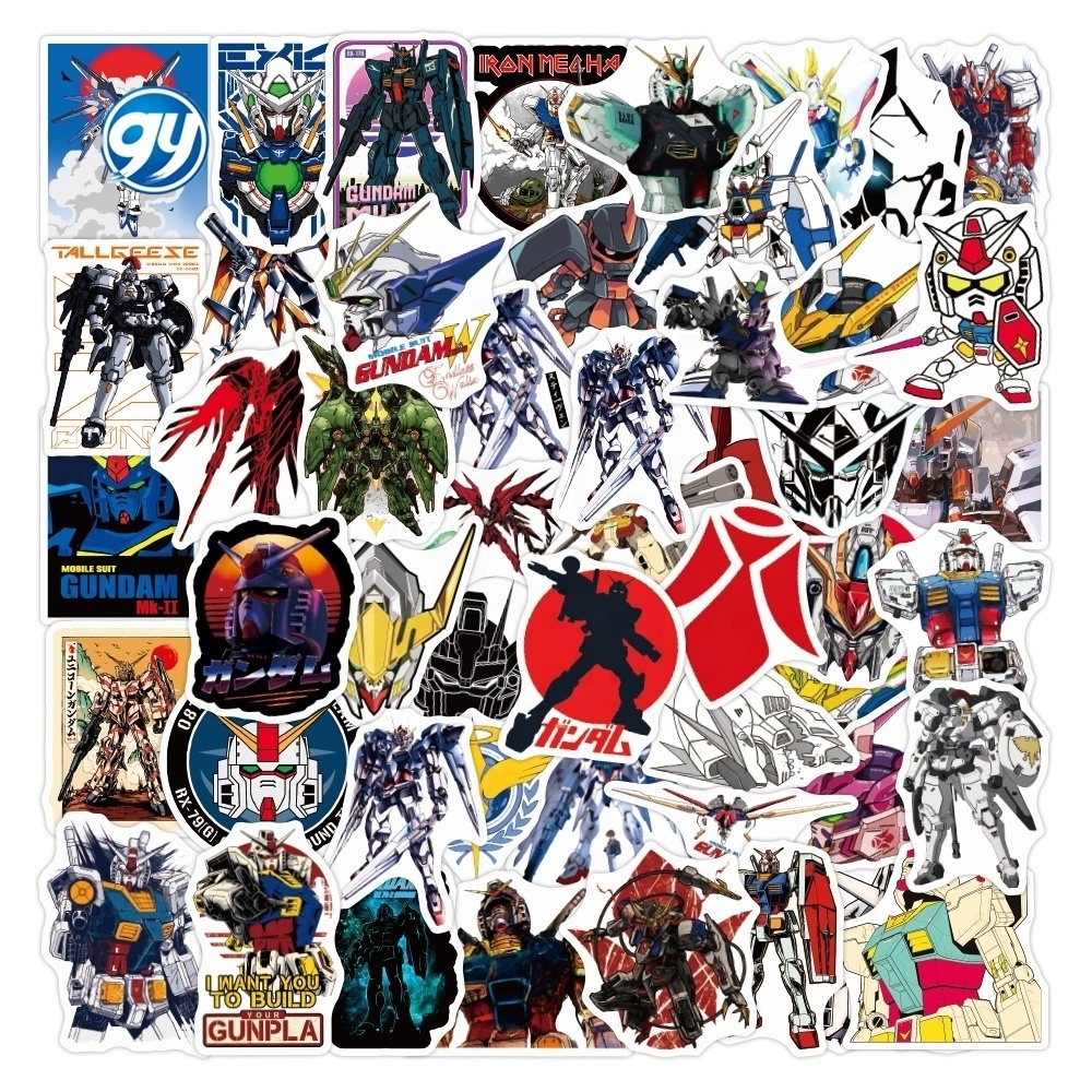 GY 50pc cool anime cartoon Gundam vinyl waterproof graffiti decorative sticker packs for kids car laptop notebook cup wall decal