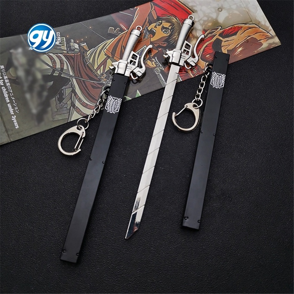 GY 17CM Attack On Titan Scout Regiment Knife anime sword Eren Jaeger Metal Weapon Keychain Comics Cosplay Keyring