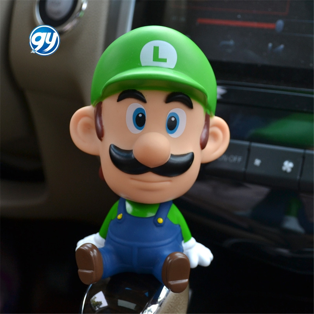 Cartoon Mario Head Shaking Figure Luigi Bobble Head Figure Doll Mario Bros Bobble-Head Toy Figures For Car Dashboard