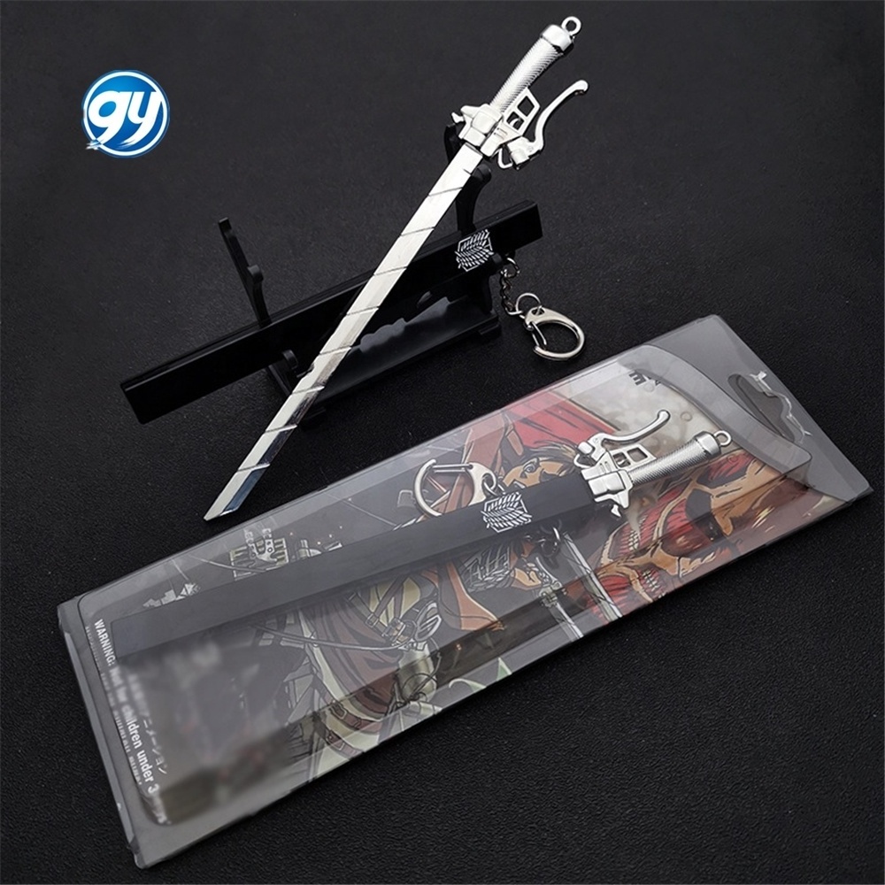 GY 17CM Attack On Titan Scout Regiment Knife anime sword Eren Jaeger Metal Weapon Keychain Comics Cosplay Keyring