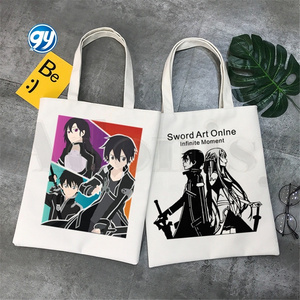 Anime Sword Art Online SAO Kirito Yuuki Asuna Handbags Cloth Canvas Tote Bag Women Eco Reusable Shoulder Shopper Bags Bolsas