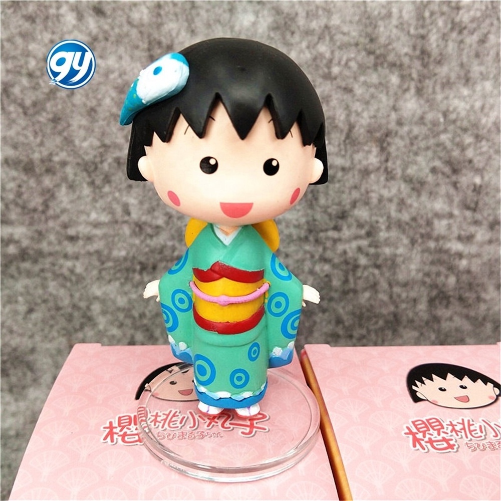 Kimono Cherry PVC Garage Kits Ornaments Cute Maruko Doll Blind Box action actione figure anime   girl toy model kit