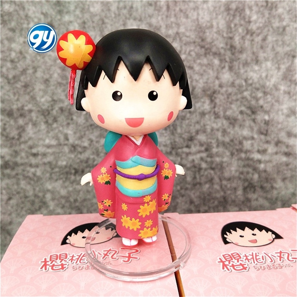 Kimono Cherry PVC Garage Kits Ornaments Cute Maruko Doll Blind Box action actione figure anime   girl toy model kit