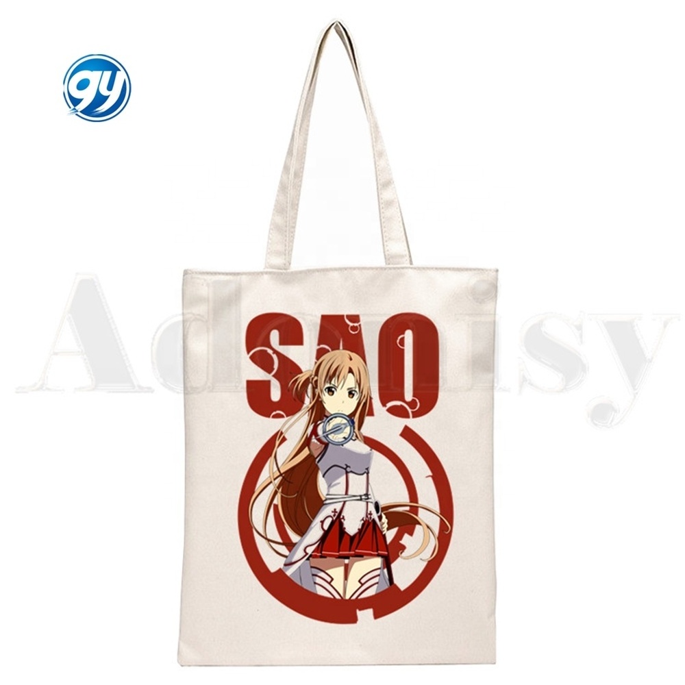 Anime Sword Art Online SAO Kirito Yuuki Asuna Handbags Cloth Canvas Tote Bag Women Eco Reusable Shoulder Shopper Bags Bolsas