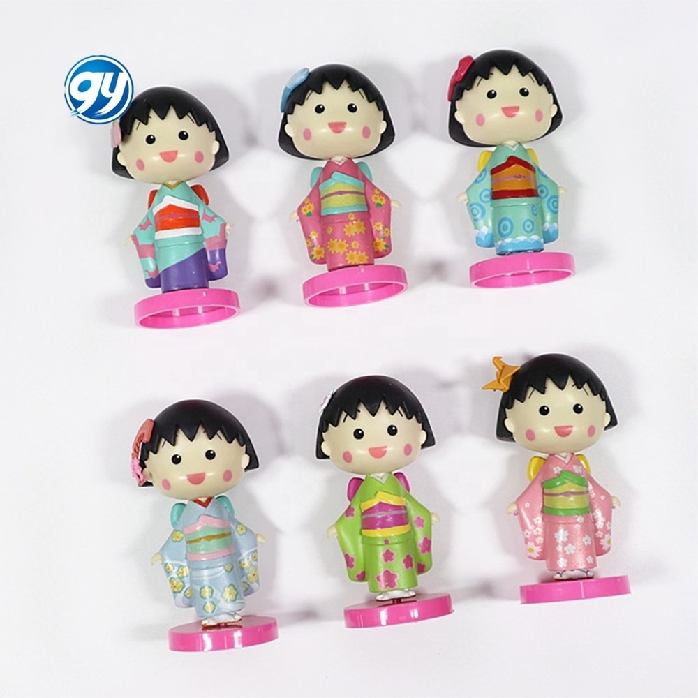 GY 2 Styles 6pcs/set Anime Chibi Maruko Chan Kimono Action Figure Toy Pvc Cake Decorations Model Doll Figures Toys Gifts