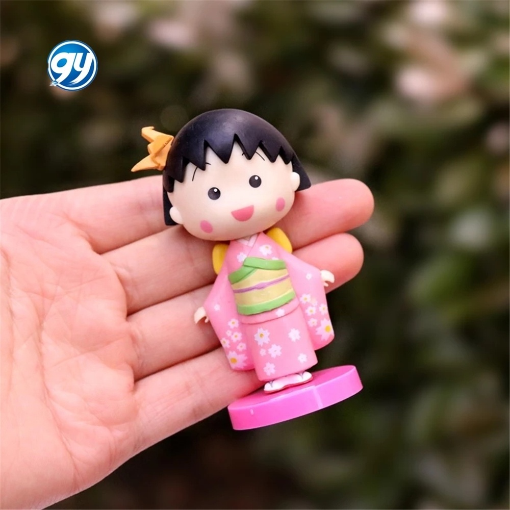 GY 2 Styles 6pcs/set Anime Chibi Maruko Chan Kimono Action Figure Toy Pvc Cake Decorations Model Doll Figures Toys Gifts