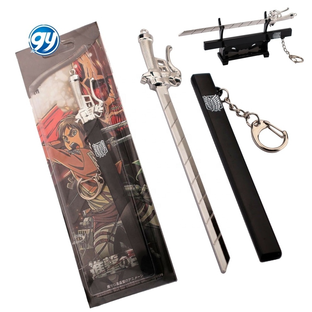 GY 17CM Attack On Titan Scout Regiment Knife anime sword Eren Jaeger Metal Weapon Keychain Comics Cosplay Keyring