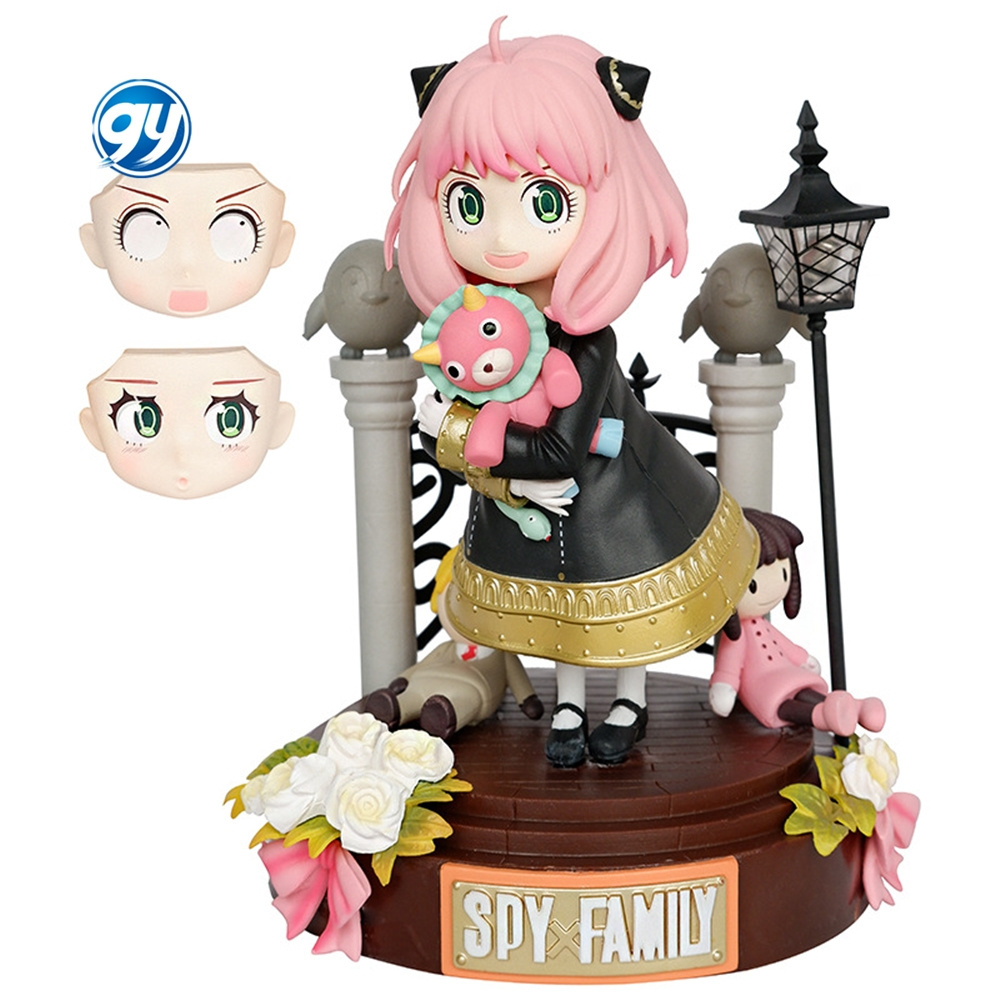 20cm SPY X FAMILY Anime Figure Kawaii GK Anya Forger Action Figure Send Two Replacement Faces Collectible Model Doll Toys Gifts