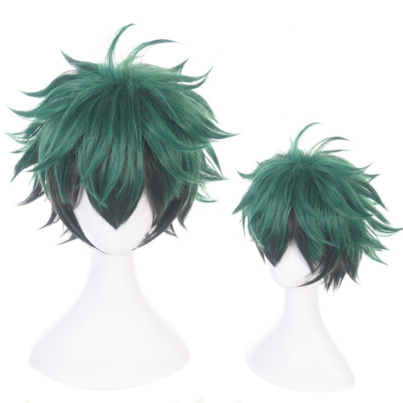 Wholesale My Hero Academia Anime Wig 35cm Short Green Black Mixed Midoriya Izuku Wig Cosplay Synthetic Party Hair