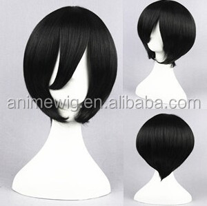 High Quality 35cm Short Black Bobo Axis Powers Aberdeen Wig Synthetic Anime Wig Cosplay Costume Hair Wig For Party