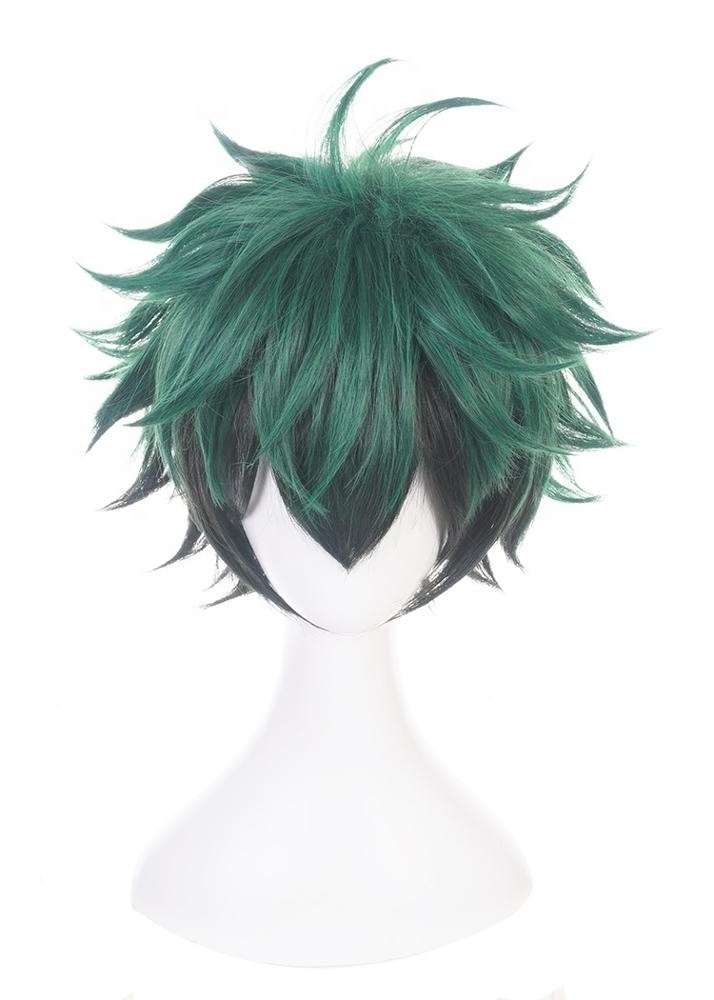 Wholesale My Hero Academia Anime Wig 35cm Short Green Black Mixed Midoriya Izuku Wig Cosplay Synthetic Party Hair