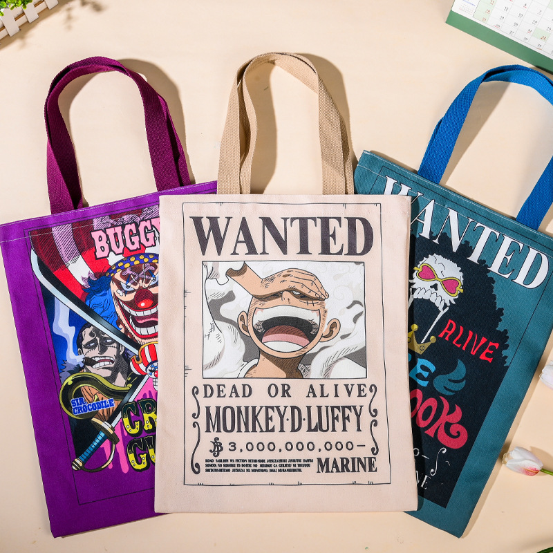 16 Styles Canvas Hand Bag Wanted Poster Nami Zoro Luffy Usopp Chopper Cartoon Cosplay Anime Shopping Bags