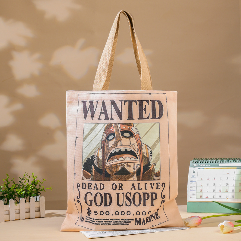 16 Styles Canvas Hand Bag Wanted Poster Nami Zoro Luffy Usopp Chopper Cartoon Cosplay Anime Shopping Bags