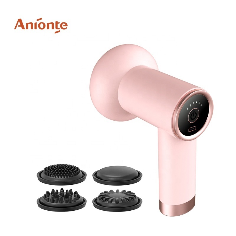 ANIONTE 1200mah lithium battery Rechargeable body slim handheld massager 4 interchangeable head vibration stepless speed