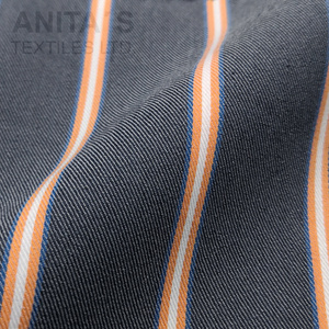 In stock Pima Cotton Tencel Nylon Spandex Lt Weight 2x2 S Twill Stripe Yarn Dye Woven  Fabric