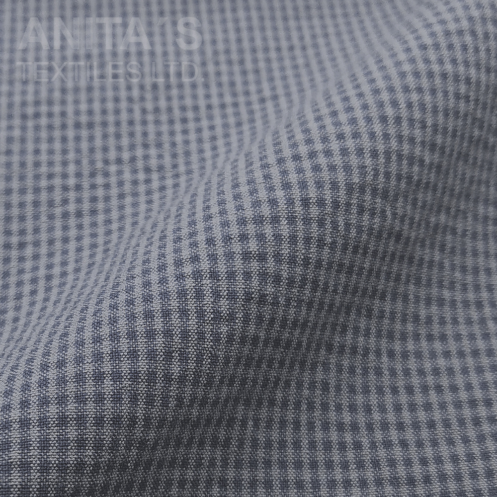 Ready Stock 100% Cotton Seersucker yarn dye woven plaid fabric Crinkle texture mini check