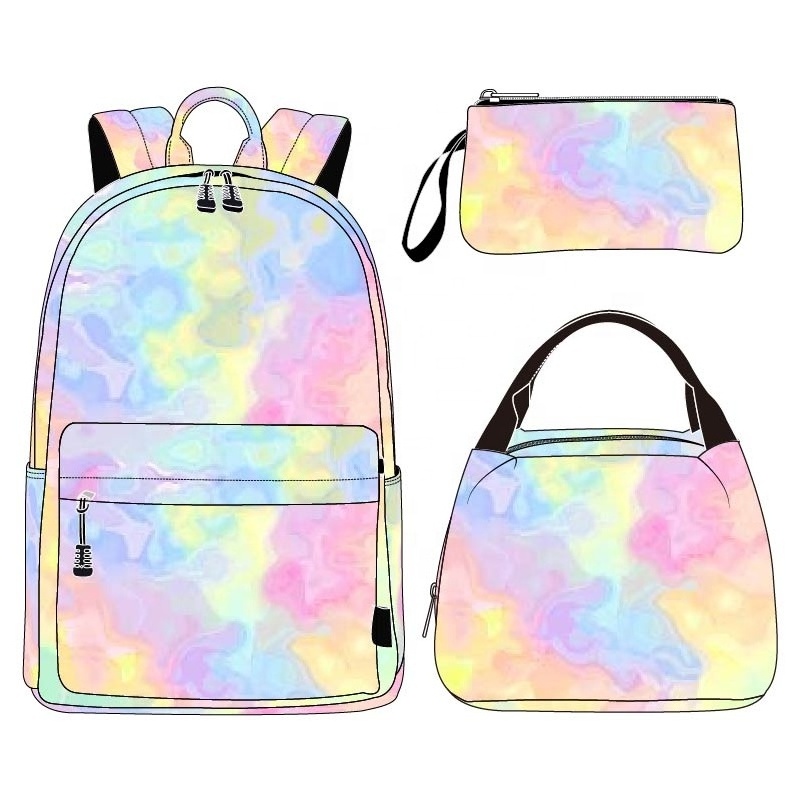 Custom backpack set school backpack girl notebook back pack school bag set backpack with lunch cooler pencil case custom bookbag