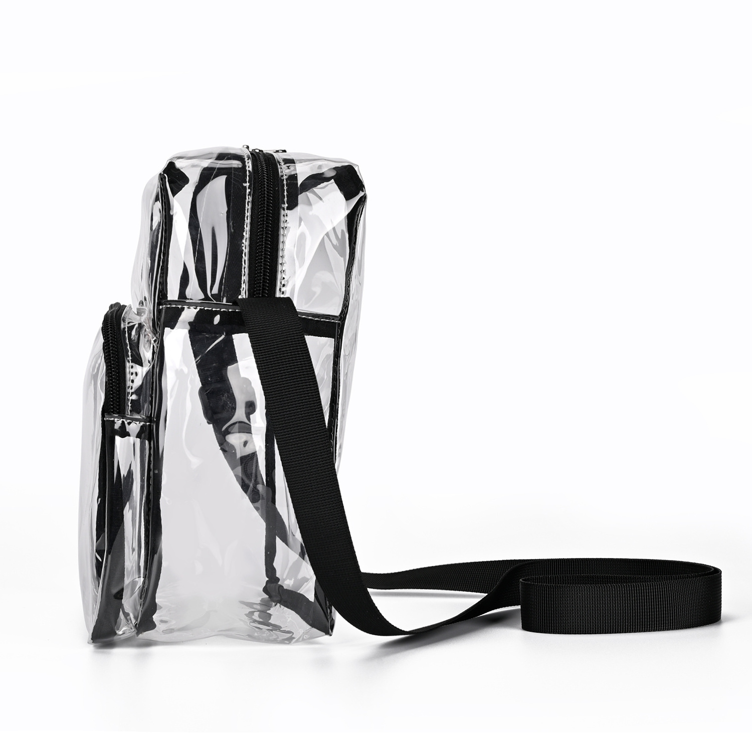 Clear PVC crossbody bag for men women transparent shopping clear makeup bag customs sling bags small see through backpack