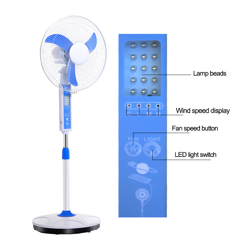 Hot Sale Outdoor Rechargeable 16Inch 12V Floor Standing Solar Fan With Lithium Battery