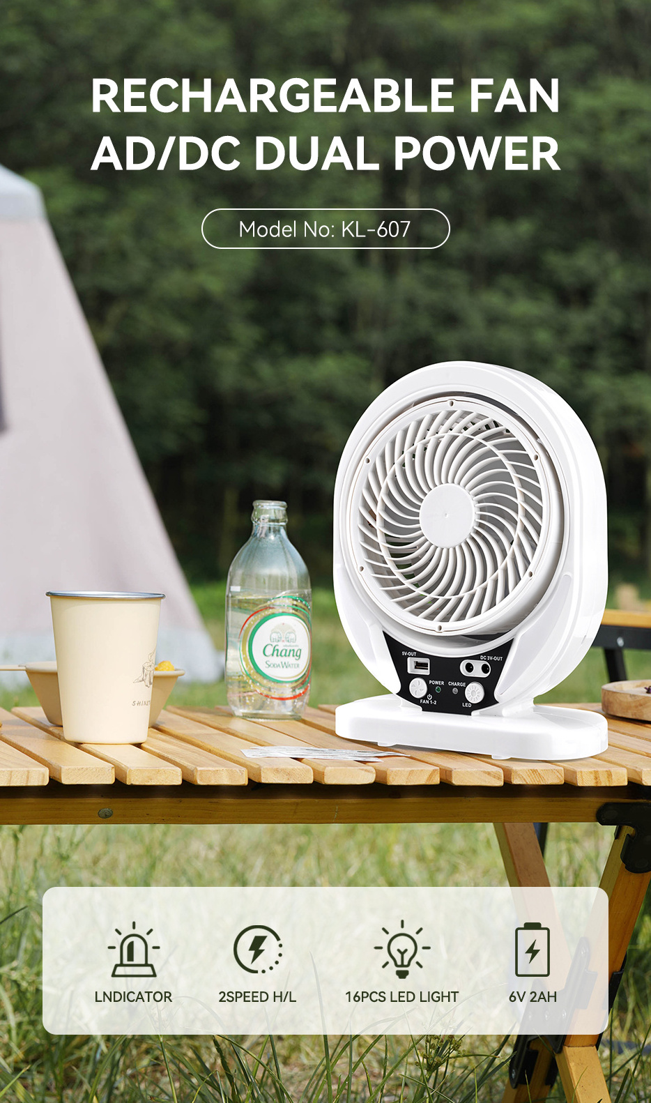 Home Modern Portable Small 8Inch Rechargeable Table Solar Desk Fan With Led Light