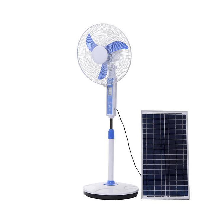 Electric Home 12v Dc Rechargeable Fan 20w Solar Charging Brushless Electric Fan Solar Fan Quiet LED Light Mechanical Floor 6KG