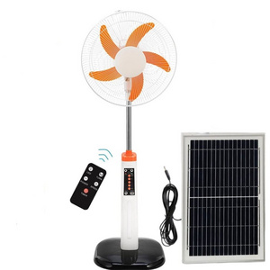 Large 16 Inch 12V DC AC  Outdoor Rechargeable Floor Standing Solar Powered Fan With Led Light