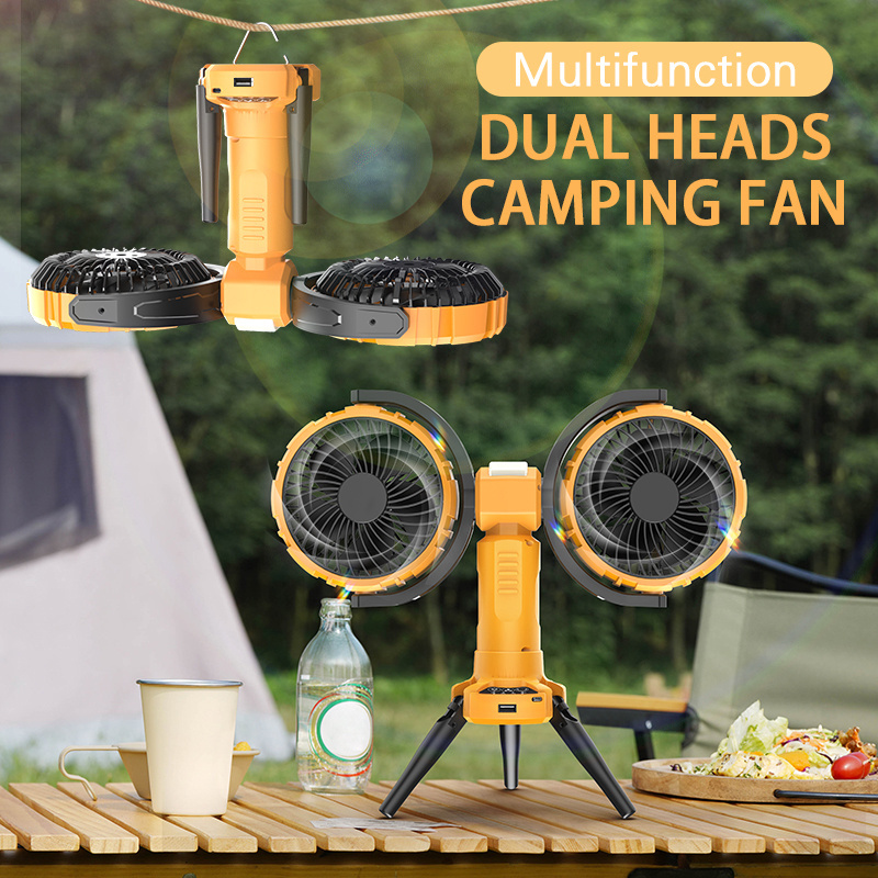 New Design Small Portable 8000Mah Battery Rechargeable Usb Outdoor Led Light Camping Tripod Fan For Tent