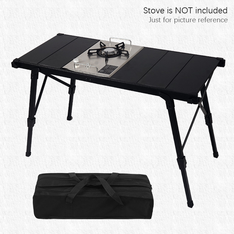 Outdoor Adjustable Aluminum Table Portable Camping Egg Roll Picnic Barbecue Kitchen IGT Mobile Foldable Kitchen Table