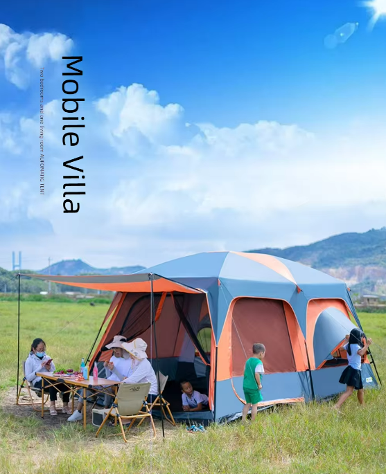 Outdoor Luxury Family Glamping Tent Waterproof with Extra Large Space 5-8 Persons 2 Rooms & 1 Living Room for Camping