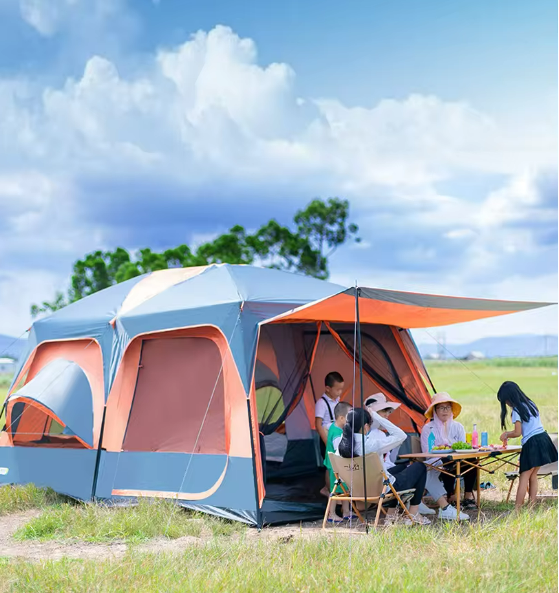 Outdoor Luxury Family Glamping Tent Waterproof with Extra Large Space 5-8 Persons 2 Rooms & 1 Living Room for Camping