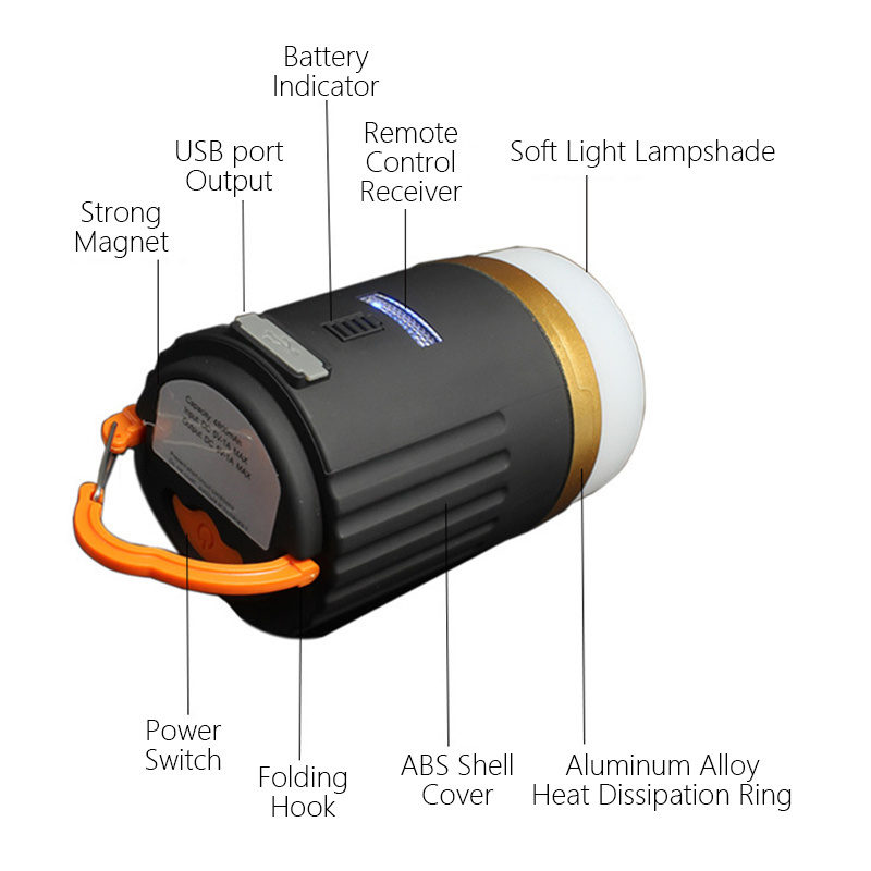 2024 new USB Rechargeable Outdoor Camping Light with Remote Control Power Bank Camping Light