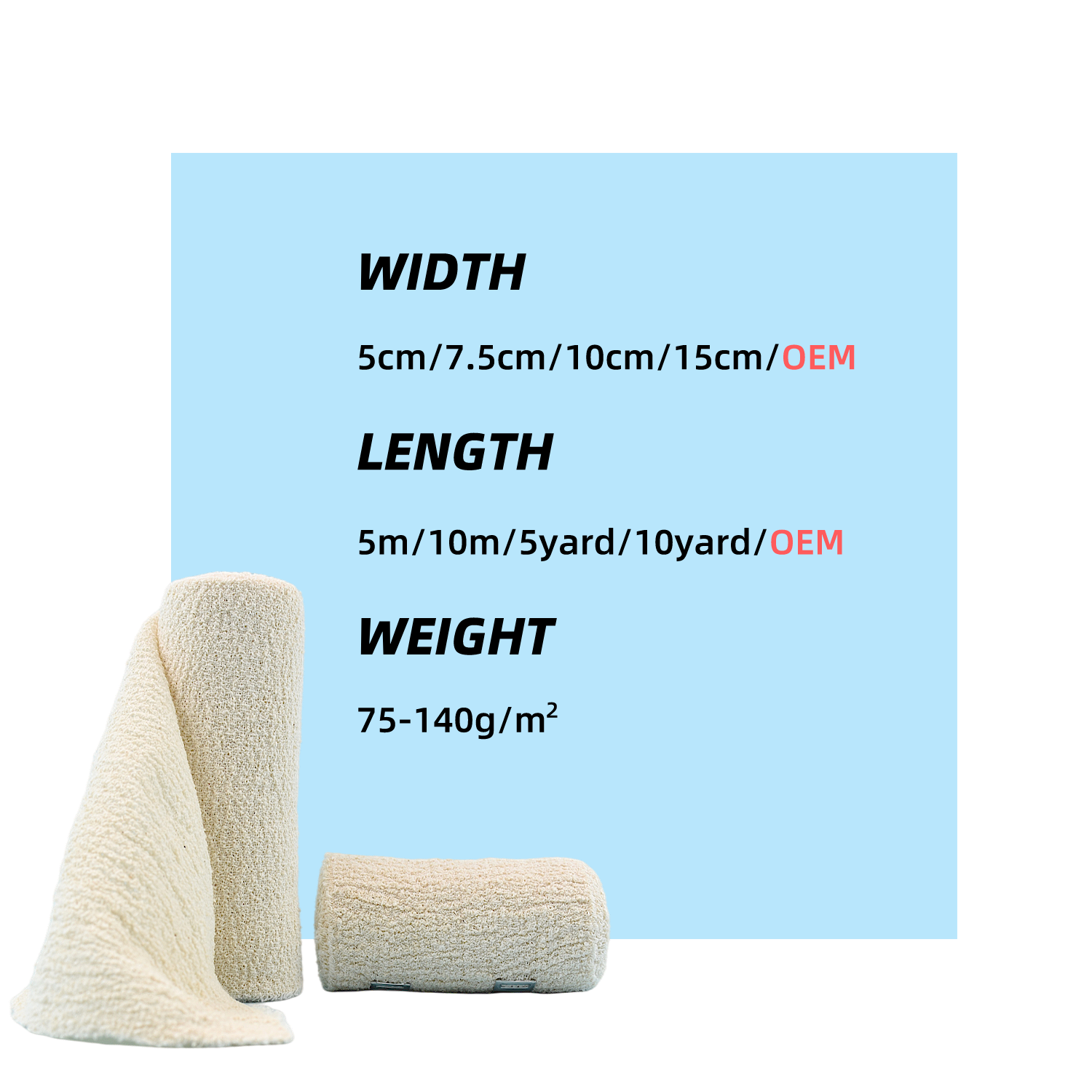 High Quality Factory Medical Cotton Gauze Roll 100% Elastic Wrap Cotton Crepe Bandage