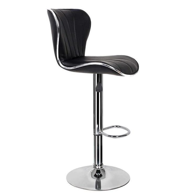 Breakfast Swivel Bar Stool Elegant Vintage Leather Simple High Chair With Chrome Base